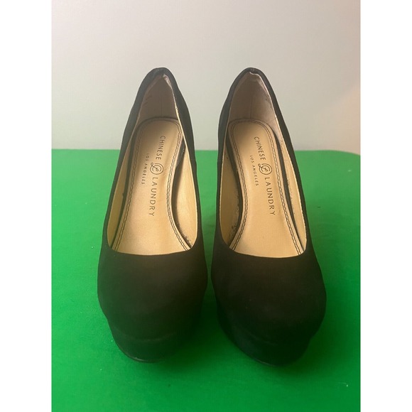 Chinese‎ Laundry Women's Black Suede  Platform Heels Shoes 6 1/2m - Picture 1 of 9
